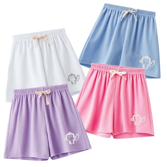 Eltusu Girls Athletic Shorts, Solid Color Elastic Waist Relaxed Fit Casual Summer Shorts Purple Size 7-8 T