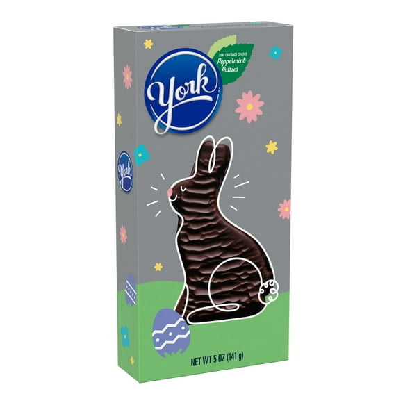 York Dark Chocolate Peppermint Patties Bunny Easter Candy, Gift Box 5 oz