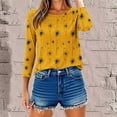 thumbnail image 6 of Yuanlook Women's 3/4 Sleeve Shirts,Dressy Casual Tops Crew Neck Blouses Summer T Shirts Loose Fit Business Work Clothes - Yellow - S, 6 of 9