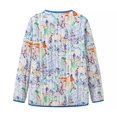 thumbnail image 3 of HH TRAF Abrigo de algodón de manga larga con estampado floral de grafiti y cuello redondo para mujer, chaqueta cálida con un solo pecho y bolsillo para mujer, 3 of 4