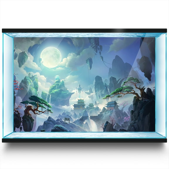 Aquarium Background Stickers  - Fantasy Chinese Moon - Fish Tank Reptile Terrarium Decor Poster