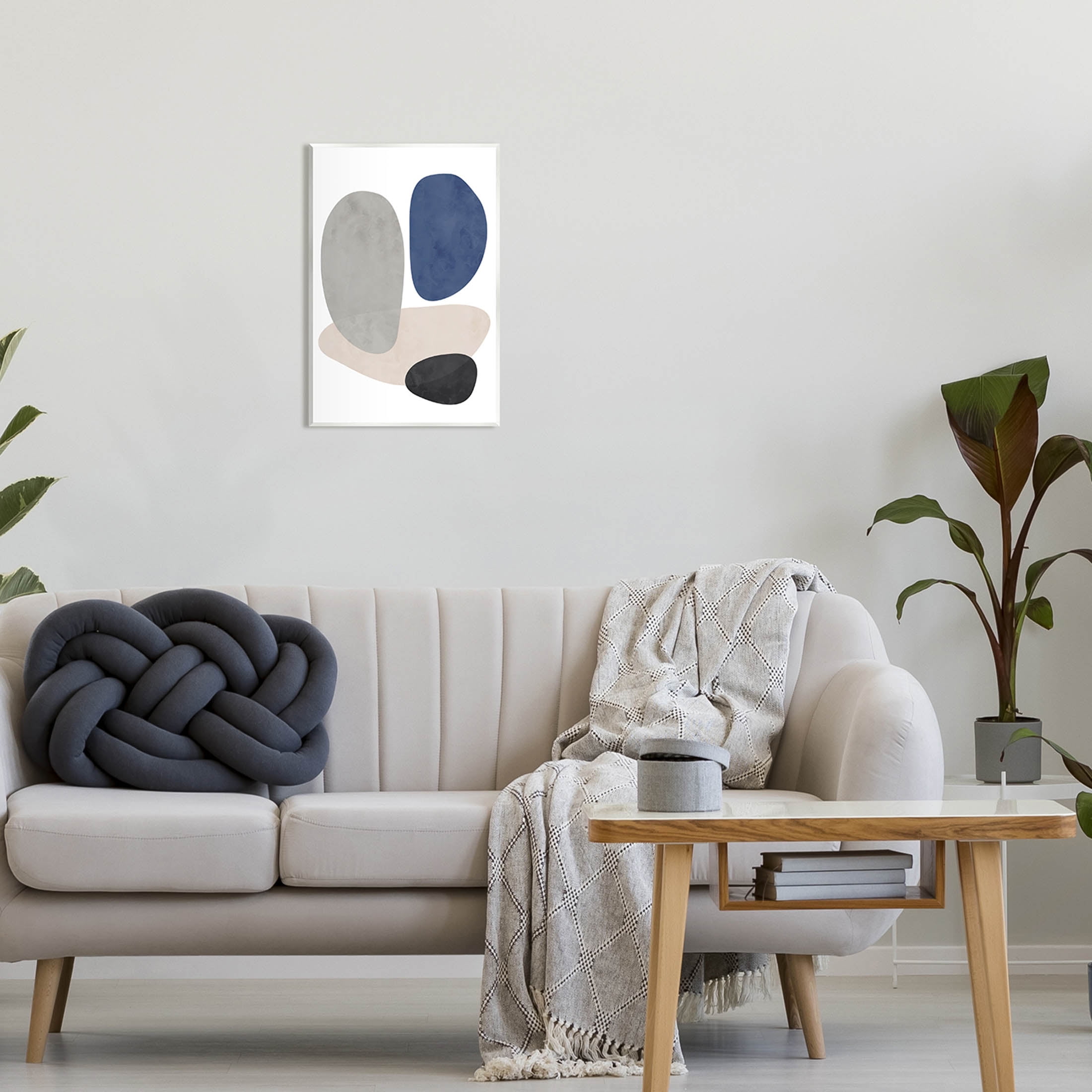 Contemporary Round Blue Accent Abstract Graphic Art Unframed Art Print Wall Art