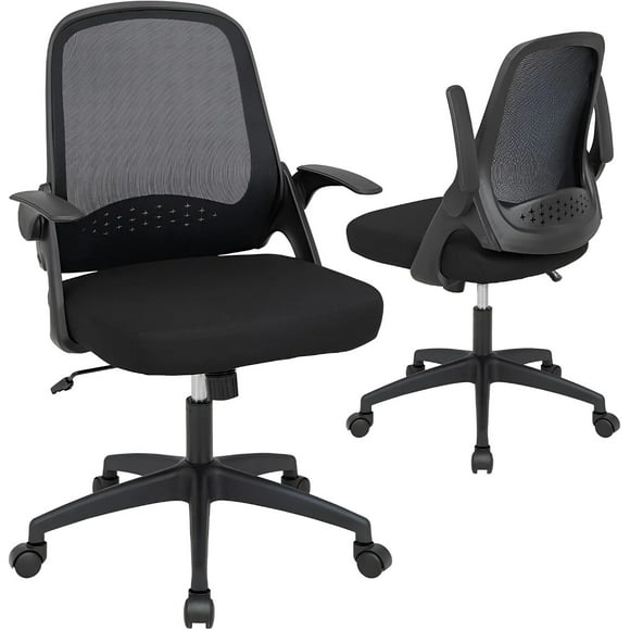 Ergonomic Office Task Chair with Tilt Tension Backrest and Flip-up Armrests, Height Adjustable Swivel Executive Desk Chair for Home Study Conference Room