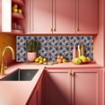 thumbnail image 4 of Mi Alma Blue Red Floral Peel & Stick Tiles - Vinyl Backsplash 8x8, 4 of 18
