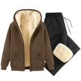 thumbnail image 2 of Men's Tracksuit With Zipper 2 Piece Hooded Fashion Men's Casual Solid Color Drawstring Trouser Keep Warm Long Sleeve Hooded Set Running Hiking Outdoor Activities, 2 of 4