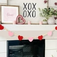 thumbnail image 3 of TETOU Valentines Day Decorations Red Pink Felt Heart Wood Beads Valentines Garland 4.5ft Felt Banner Fireplace Mantel Home Decor, 3 of 8