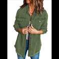 thumbnail image 2 of Chaqueta Vaquera Oversize para Mujer, Camisas Vaqueras Casuales de Larga, Chaqueta Vaquera Desgastada, Conjuntos de 2025. Verde XL, 2 of 9
