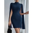 thumbnail image 5 of Women'S Elegant Long Sleeve Flutter Sleeve Bodycon Dress with Rhinestone Detail Step Skirt S, 5 of 9