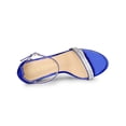 thumbnail image 4 of BLISSFUL STEP Women's Sandals Rhinestone Chunky Heel Ankle Strap Open Toe Party Shoes Deep Blue 6, 4 of 7