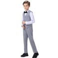thumbnail image 4 of ETHAN Boys Suit 4PC Wedding Party Vest Tuxedo Dress suit Outerwear Party Vest+Shirt+Tie+Pants Outfits Light Gray 3T, 4 of 9