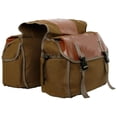 thumbnail image 1 of Canvas Bike Double Pannier Bags Water Resistant Rack Large Pockets Khaki, 1 of 8