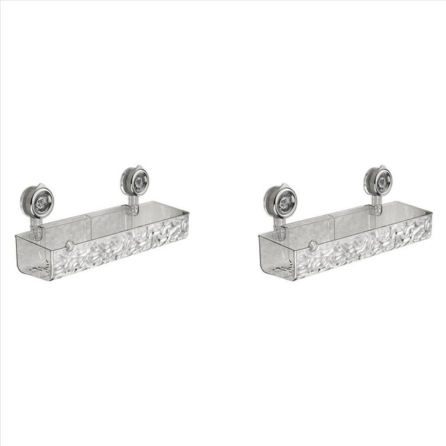 2X Estante de Ventosa con de Glaciar de Estilo de Lujo Ligero y Sin Taladro, Organizador de Ducha de Baño de Estilo Transparente