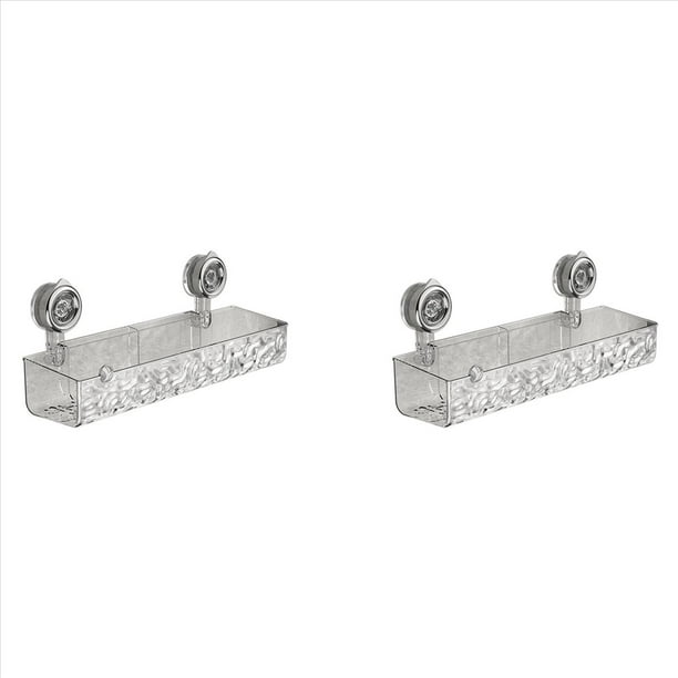 2X Estante de Ventosa con de Glaciar de Estilo de Lujo Ligero y Sin Taladro, Organizador de Ducha de Baño de Estilo Transparente
