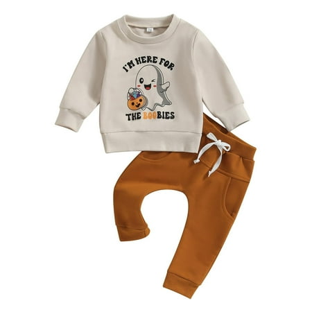 

Coerni Baby Boys alloween Pants Set Pumpkin Pattern Sweatshirt Pants Boys Fall Winter alloween Party Clothing Set
