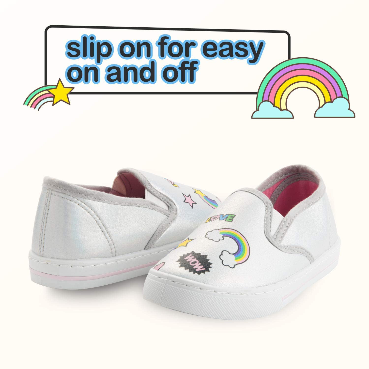 K KomForme Toddler Sneakers for Girls Slip On Loafers & Moccasins Lazy Kids Shoes
