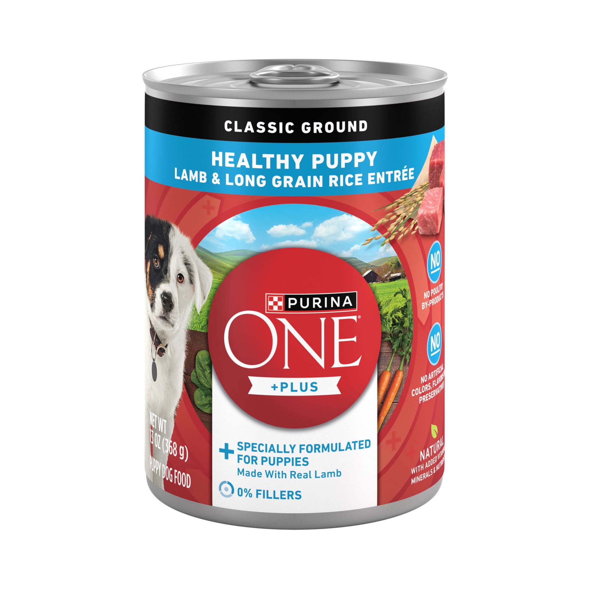 Purina ONE PLUS Wet Puppy Food, High Protein Soft Lamb & Long Grain Rice, 13 oz Can, 12 Pack