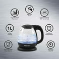 Elite Gourmet 1L Electric Glass Water Kettle, Black