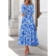 thumbnail image 3 of Vestido PRETTYGARDEN 2025 Floral Azul Maxi Manga Larga Talla L, 3 of 8