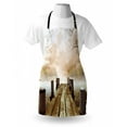thumbnail image 4 of Autumn Apron, Old Wooden Jetty on a Lake Fallen Leaves and Foggy Forest in Distance, Unisex Kitchen Bib with Adjustable Neck for Cooking Gardening, Adult Size, Pale Brown Green Tan, by Ambesonne, 4 of 4