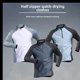 thumbnail image 2 of Camiseta deportiva de secado rápido de primavera y otoño, manga larga, cuello con cremallera, media cremallera, ropa de entrenamiento atlético para atletismo para hombres, 2 of 5