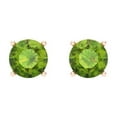 thumbnail image 3 of 14K Solid Gold Screw Back Stud Earrings for Women | 2 cttw Round Cut Natural Peridot | Rose Gold, 3 of 5