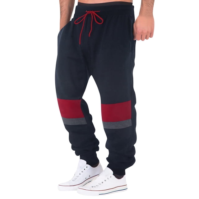 WEAIXIMIUNG Roots Sweatpants Men Men Splicing Printed Overalls Casual Pocket Sport Work Casual Trouser Pants Trousers