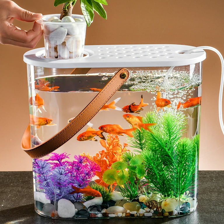 Niovtt Planter Tank Shatterproof Home Office Decor (Aquaponic Basket with  Lid/Handle) 