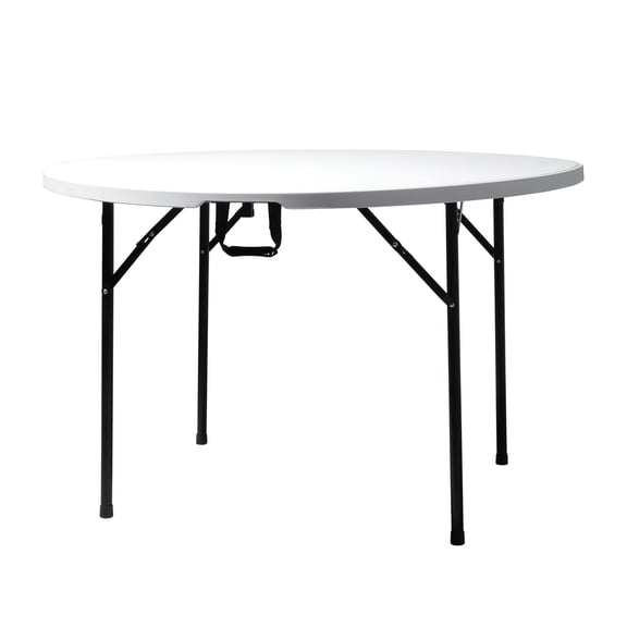 48" Round Folding Table, HDPE Outdoor Utility Table, White, Portable, 880lb Capacity