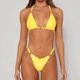 thumbnail image 2 of Bikini traje Halter Masajeadores de cuello lazo Extensiones backless ajustable color puro 2 unidades traje baño para Beach Pool Party amarillo M, 2 of 6
