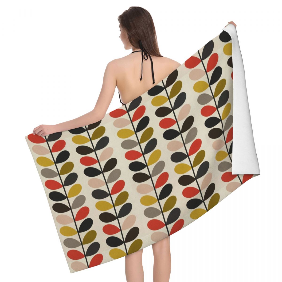 Kiely Steam Red Abstract Bath Beach Towel Microfiber Orla Geometric Mid