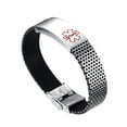 thumbnail image 1 of Hombres Mujeres de plata de material acero inoxidable ID Brazalete de joyería - Plata, Rojo Salvador Pulsera de acero inoxidable, 1 of 10