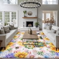 thumbnail image 3 of Sunflowers Area Rugs 8'x10', Washable Small Throw Rugs for Living Room Patio, Spring Gnomes Hydrangea Daisy Flowers Pink Plaid Indoor Outdoor Rug Non-Slip Low Pile Carpet Runner Reversible Floor Mats, 3 of 8