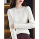 thumbnail image 1 of Suéter de cachemira pura de otoño e invierno para mujer, jersey corto de cuello redondo, jersey de manga larga de lana de tubo recto, suéter versátil, 1 of 6