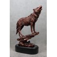 thumbnail image 1 of Statue de Loup Gris Alpha Hurlant Minuit en Bronze Finition Électroplaquée, 1 of 10