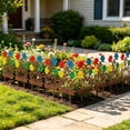 thumbnail image 5 of Vintage Rust Effect Colorful Garden Floral Decorative Wrought Iron Ornament With Ground Spike For Outdoor Display, 5 of 6