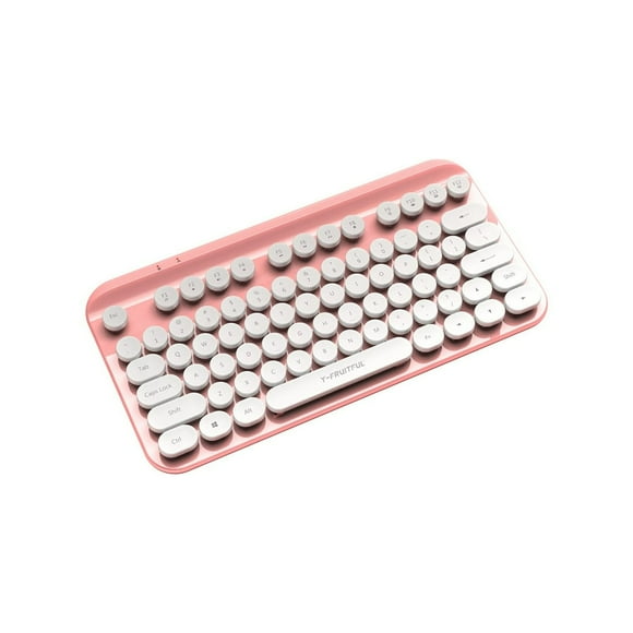 HAOANWireless Keyboard Cute Compact 2.4G USB Wireless Keyboard Round Key Quiet Click Small Size For Computer Laptop PC Desktop Pink