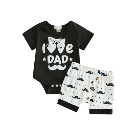 

I Love My Daddy Father s Day Newborn Baby Boys Outfit Short Sleeve Romper Shorts Summer Clothes