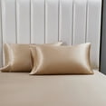 thumbnail image 7 of ANMINY Satin Sheets Full Silk Sheets Khaki Bed Sheet Set Deep Pocket Bed Flat Fitted Sheet, 4-Pieces, 7 of 7