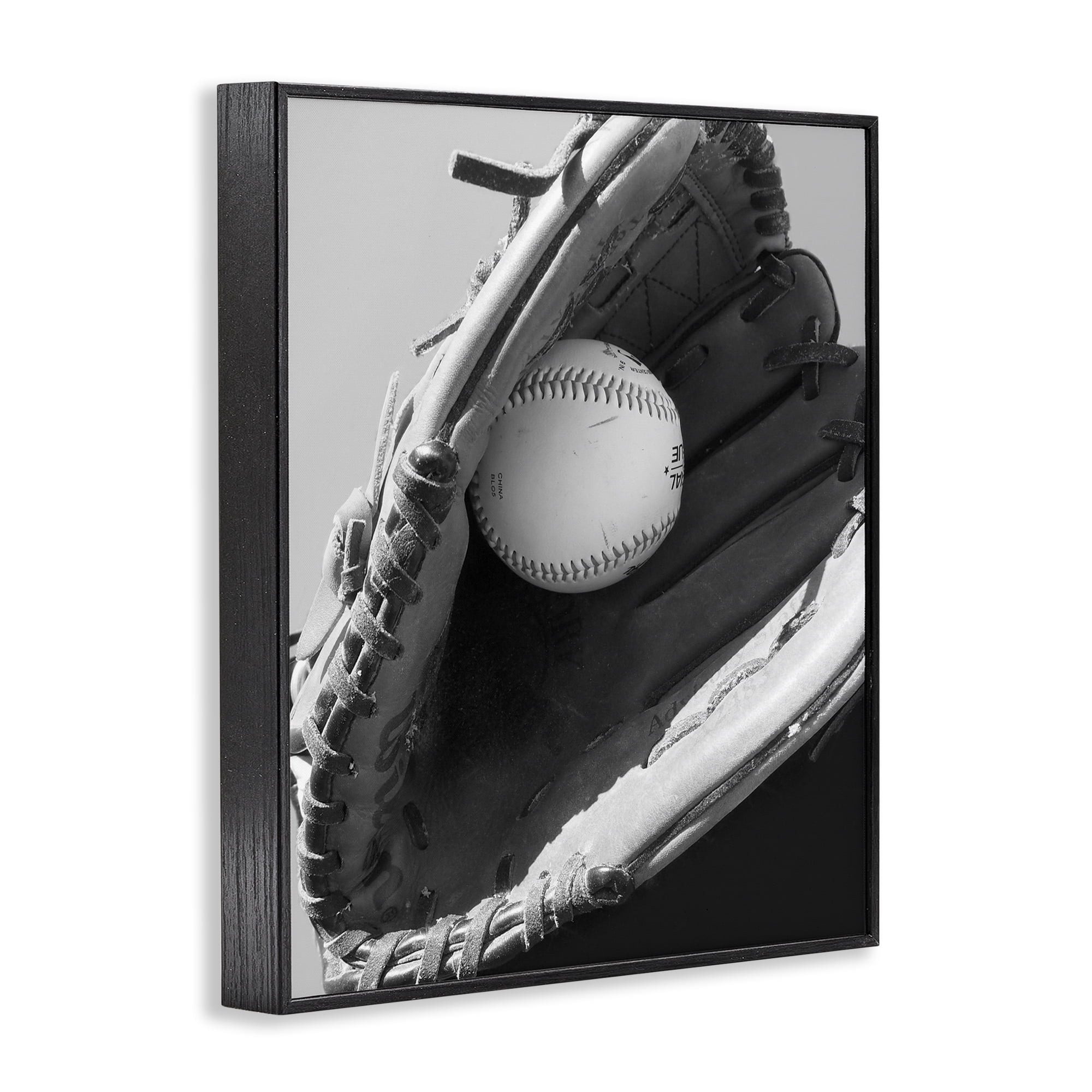 Stupell Industries Nice Catch Baseball Black Framed Giclee Art, design by Marcus Prime