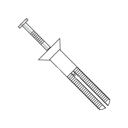 

1/4 x 2 Hammer Drive Anchors / Flat Head / Nylon / Steel Zinc Nail (Quantity: 100 pcs)