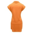 thumbnail image 5 of Arlun Womens 2 Piece Skirt Sets Soft Comfy Solid Color Tennis Outfits Casual Cap Sleeve Lapel Shirt and Drawstring Short Skirts Set Loose Fit Casual Stylish Sports Wear Orange XL, 5 of 5