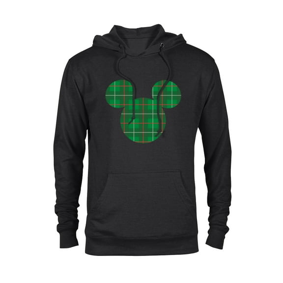 Disney Mickey Mouse Icon Green and Red Holiday Plaid - Pullover Hoodie for Adults - Customized-Black