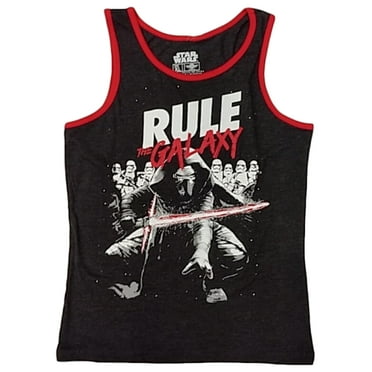 Boys Black Star Wars Rule The Galaxy Muscle Tank Top T-Shirt Tee Shirt XL