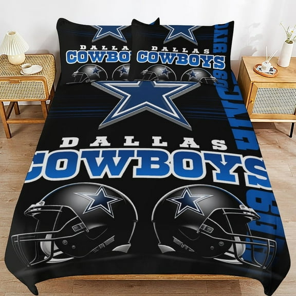 Football Cowboys Duvet Cover 3pcs Set Themed Multicolor Polyester Bedding Set for Bedroom Decoration Twin