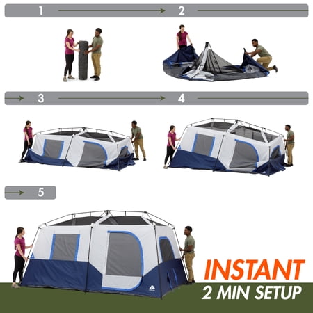 OZARK TRAIL 13′ X 9′ 8-PERSON CABIN TENT WITH LED LIGHTED POLES, 32 LBS