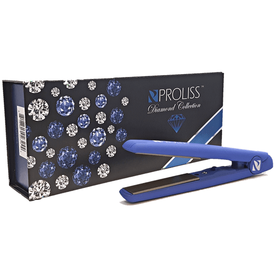 Proliss Diamond Tourmaline 3/4" Plates Mini Travel Hair Straightener Flat Iron - Use For Travel or On Your Shorter Strands and Roots To Quickly Smooth The Hair (Blue)