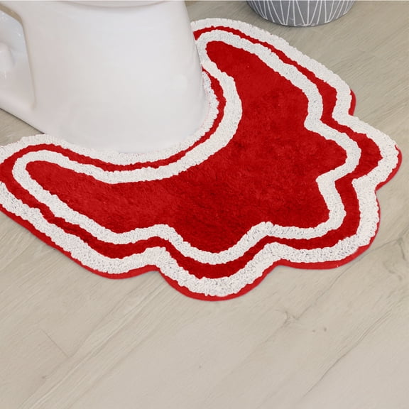 Home Weavers Allure Collection 100% Cotton Contour Rug 20"x20", Soft & Absorbent U-Shaped Toilet Rug, Non-Slip Backing, Quick Dry, Machine Washable Bathroom Floor Mat for Toilet Base, Red