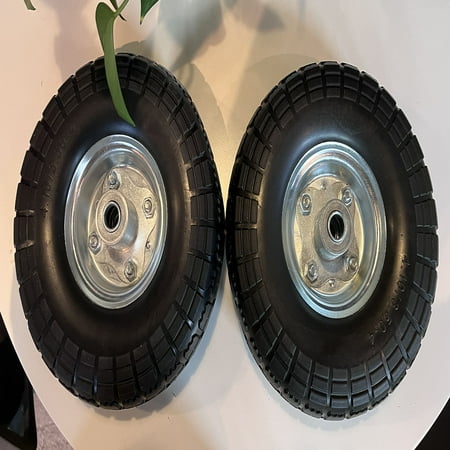 

HiMiss 10 Inch 4.10/3.50-4 Solid Tyre Wheels Wear-resistant Corrosion-resistant for Garden Carts Lawn Mower Trolley