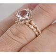 thumbnail image 3 of Antique 1.60 carat Cushion Cut Real Morganite Ring Bridal Set with man made diamond moissanite On Sterling Silver with 18k Gold Plating, 3 of 6