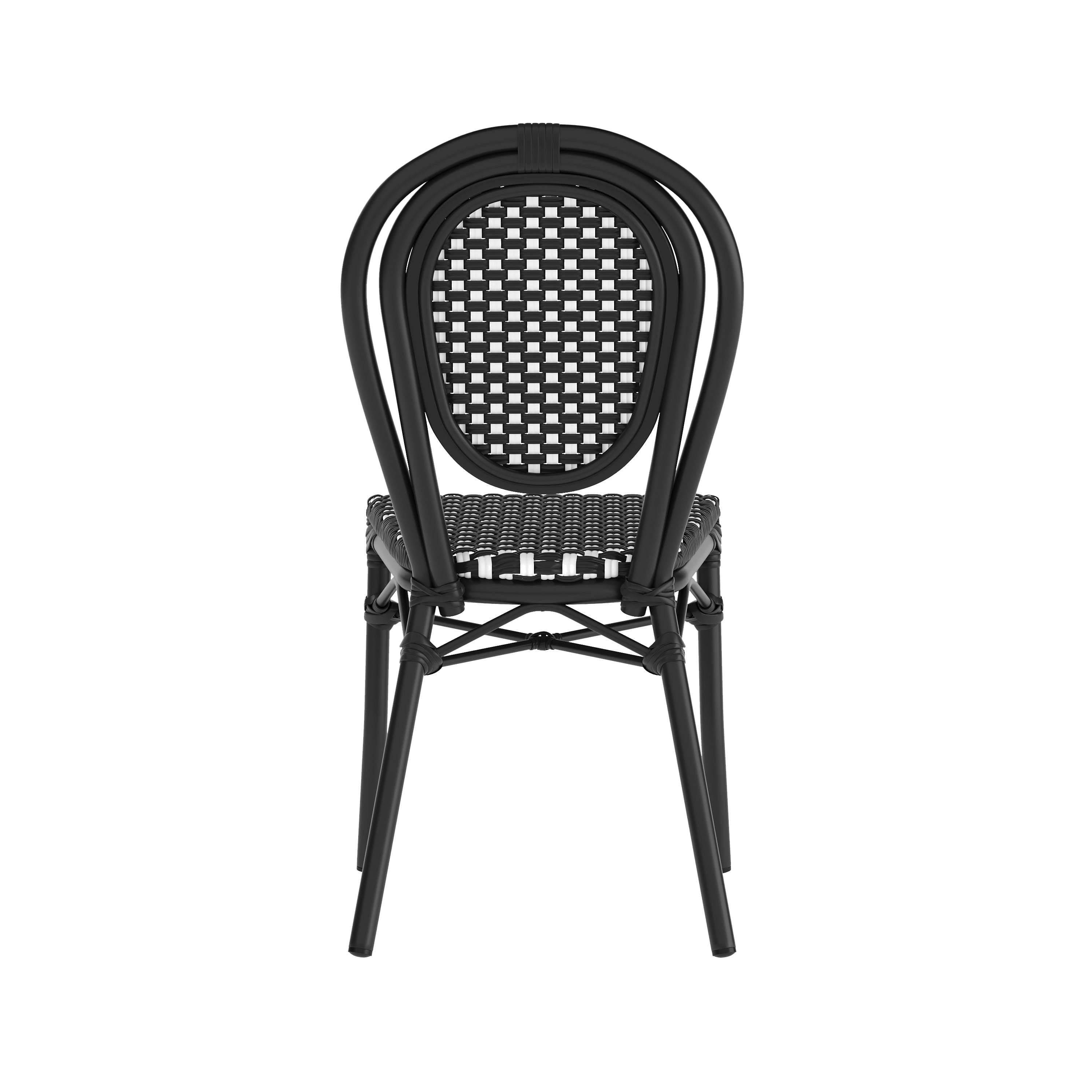 Flash Furniture Lourdes Indoor/Outdoor French Bistro Stacking Chair Black/White (SDA6422SBKWBK)